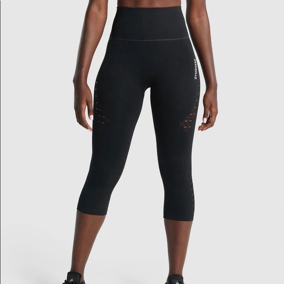Black Crop GymShark Leggings Seamless - Picture 1 of 6